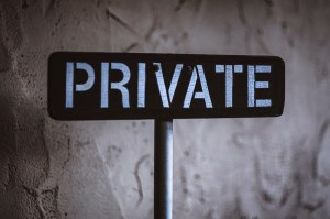 Road sign with the word private